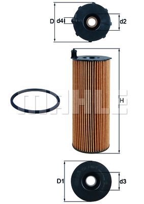 Audi A4, Q5, A6, Q7, Porsche Cayenne - Mahle Oil Filter OX 196/1D