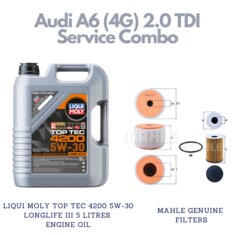 Audi A6 C7 (4G2, 4GC) 2014-18 2.0 Diesel - Service Combo - Liqui Moly Top Tec 4200 5W-30 5 litres + Mahle Oil Filter & Air Filter