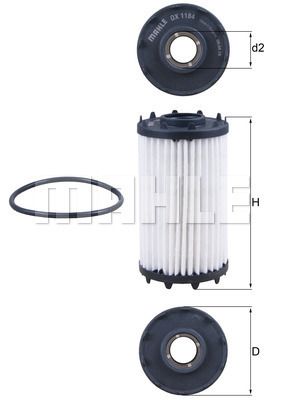 Audi A4 (B9), A5, A6 (C8), A7, A8 (D5), Q7 (4MB), Q8 - Oil Filter - OX 1184D - Mahle