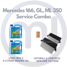 Mercedes 166, GL, ML 350 Service Combo - Liqui Moly 5W-40 8 Litres + Optimal German Oil Filter & Corteco German Air Filter Set