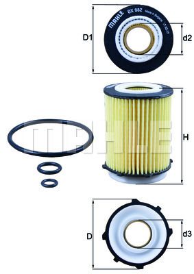 Mercedes A, B, CLA, GLA, 205, 212, 213 Petrol Oil Filter OX 982D - Mahle